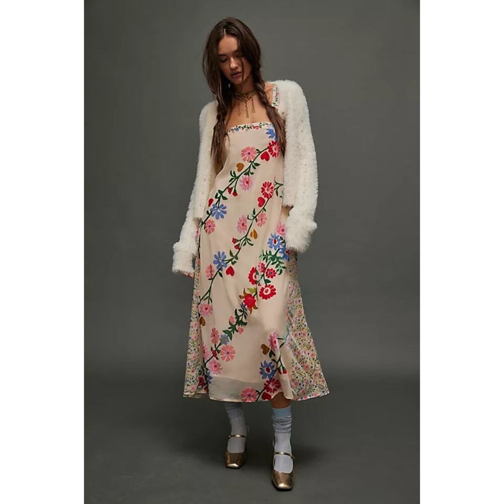 Free People Falling Petals Velvet Maxi Dress Large Sold Out - Picture 1 of 6